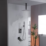 12-Inch or 16-inch Rainfall with Ceiling-Mounted Oil Rubbed Bronze 3-Way Thermostatic Shower Faucet System: Simultaneous and Independent Functionality with Tub Spout