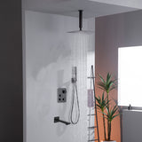 12-Inch or 16-inch Rainfall with Ceiling-Mounted Oil Rubbed Bronze 3-Way Thermostatic Shower Faucet System: Simultaneous and Independent Functionality with Tub Spout