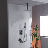 12-Inch or 16-inch Rainfall with Ceiling-Mounted Oil Rubbed Bronze 3-Way Thermostatic Shower Faucet System: Simultaneous and Independent Functionality with Tub Spout