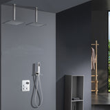 Brushed Gold Dual Ceiling & Wall Shower Heads with 3-Way Thermostatic Valve System - Seamless Functionality Both Together & Separately