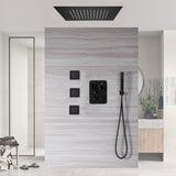 20inch LED Rainfall matte black 3 way digital thermostatic shower faucet with Body jets