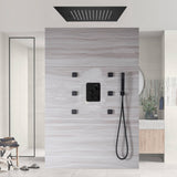 20inch LED Rainfall matte black 3 way digital thermostatic shower faucet with Body jets