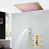 20 inch ceiling or flush mount Brushed gold 3 way thermostatic shower faucet with Body sprayers and handle sprayer