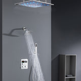 Chrome ceiling mount 20 inch or 24 inch rainfall shower head system 3 way thermostatic shower faucet with wall mount 6 inch high water pressure regular shower head