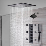 20-Inch  Ceiling Mount Rainfall Waterfall Shower System: Complete with 5-Way Thermostatic Valve and 6 Body Jets and Regular Head