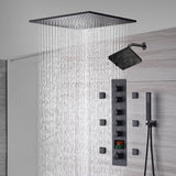 20-Inch  Ceiling Mount Rainfall Waterfall Shower System: Complete with 5-Way Thermostatic Valve and 6 Body Jets and Regular Head