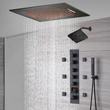 20-Inch or 24-Inch  Flush  Mount Rainfall Waterfall Shower System: Complete with 5-Way Thermostatic Valve and 6 Body Jets and Regular Head