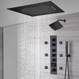 20-Inch or 24-Inch  Flush  Mount Rainfall Waterfall Shower System: Complete with 5-Way Thermostatic Valve and 6 Body Jets and Regular Head
