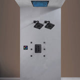 Flush Mount Shower Faucet Set with 4-Way Digital Thermostatic Control, 64-Color LED Lights ,Dual Regular Heads
