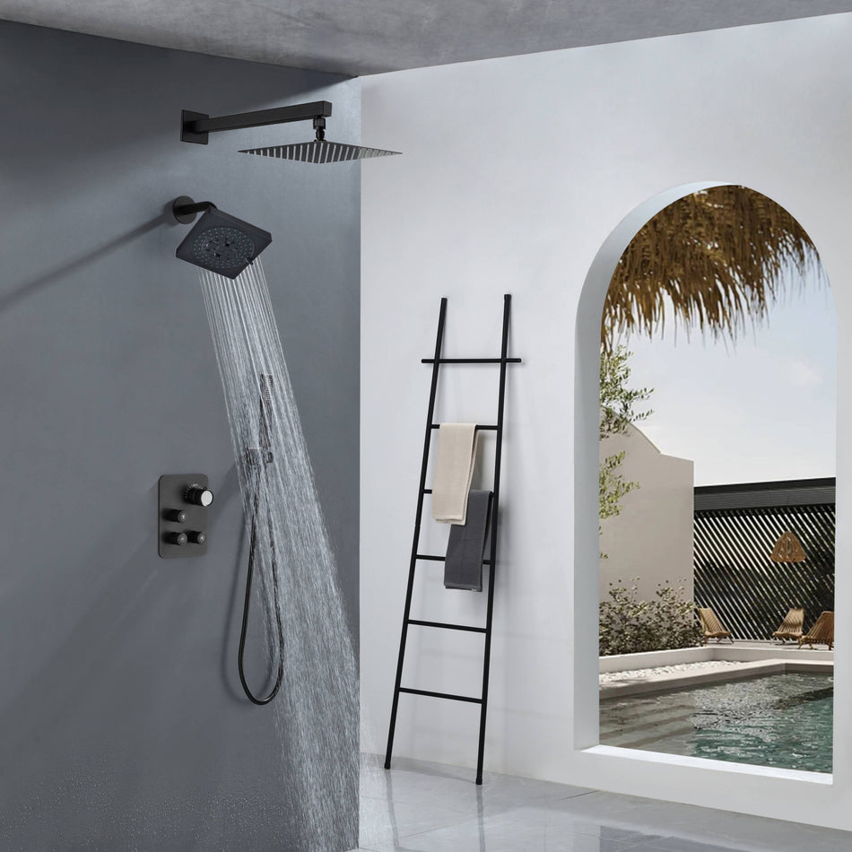 12" or "16" Rainfall Head 3-Way Thermostatic Shower Faucet with Regular Head