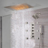 rainfall 24'' Flush mounted matte Black 4 way thermostatic shower faucets With regular head and body jets