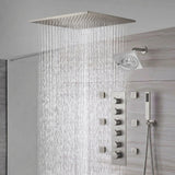 20-Inch  Ceiling Mount Rainfall Waterfall Shower System: Complete with 5-Way Thermostatic Valve and 6 Body Jets and Regular Head