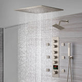 20-Inch  Ceiling Mount Rainfall Waterfall Shower System: Complete with 5-Way Thermostatic Valve and 6 Body Jets and Regular Head