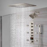 20-Inch  Ceiling Mount Rainfall Waterfall Shower System: Complete with 5-Way Thermostatic Valve and 6 Body Jets and Regular Head