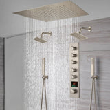 20-Inch Flush Mount Rainfall Shower System: Complete with 5-Way Thermostatic Valve  and Dual Regular Heads