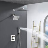 6" Regular Shower Head with Wall Mount Rainfall Shower Head - 3-Way Digital Thermostatic System