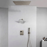 20 inch  flush mount Matte Black or Brushed Nickel 3 way thermostatic shower faucet with high pressure 6 '' head  and handle sprayer