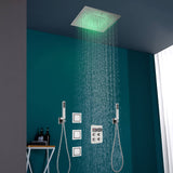 16" or 20" Flush Mount LED Rain Head Shower System with Dual Handle Wands and 3 Body Jets