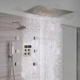 rainfall 24'' Flush mounted matte Black 4 way thermostatic shower faucets With regular head and body jets