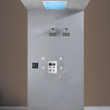 Flush Mount Shower Faucet Set with 4-Way Digital Thermostatic Control, 64-Color LED Lights ,Dual Regular Heads