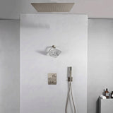 20 inch  flush mount Matte Black or Brushed Nickel 3 way thermostatic shower faucet with high pressure 6 '' head  and handle sprayer