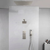 20 inch  flush mount Matte Black or Brushed Nickel 3 way thermostatic shower faucet with high pressure 6 '' head  and handle sprayer