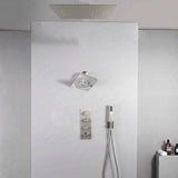 20 inch  flush mount Matte Black or Brushed Nickel 3 way thermostatic shower faucet with high pressure 6 '' head  and handle sprayer