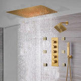 rainfall 24'' Flush mounted matte Black 4 way thermostatic shower faucets With regular head and body jets