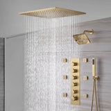 20-Inch  Ceiling Mount Rainfall Waterfall Shower System: Complete with 5-Way Thermostatic Valve and 6 Body Jets and Regular Head