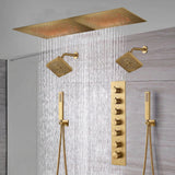 20 x 40 Inch Matte Black Flush Mount Rainfall Shower System: Complete with 6-Way Thermostatic Valve and  Dual Regular Heads