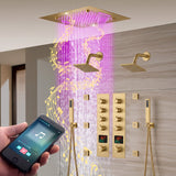 20-Inch  Rainfall, Waterfall, and Mist Shower System with LED Colors, Bluetooth Music, 8-Way Thermostatic Valve, 6 Body Jets, and Dual Regular heads