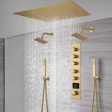 20-Inch Flush Mount Rainfall Shower System: Complete with 5-Way Thermostatic Valve  and Dual Regular Heads
