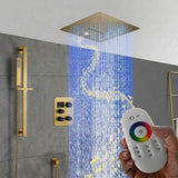 16-Inch Chrome Digital Thermostatic Shower Faucet: 3-Way Control, Flush-Mounted, 64-Color LED Shower Head and Sliding Bar Features