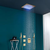 16" or 20" Flush Mount LED Rain Head Shower System with Dual Handle Wands and 3 Body Jets