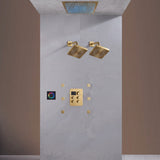 Flush Mount Shower Faucet Set with 4-Way Digital Thermostatic Control, 64-Color LED Lights ,Dual Regular Heads