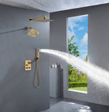 12" or "16" Rainfall Head 3-Way Thermostatic Shower Faucet with Regular Head
