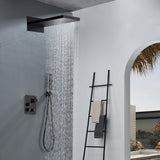 22" oil rubber bronze Rainfall/Waterfall Shower Head with 3-Way Thermostatic Faucet