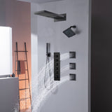 22" Rainfall Waterfall Shower System with 5-Way Thermostatic Faucet, Dual Regular Head, Body Jets