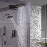 22'' Rainfall Waterfall Shower Head 4 way Thermostatic Shower System: Waterfall, Rainfall, Regular Head and Handle Wand