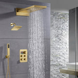 22'' Rainfall Waterfall Shower Head 4 way Thermostatic Shower System: Waterfall, Rainfall, Regular Head and Handle Wand