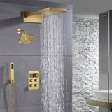 22'' Rainfall Waterfall Shower Head 4 way Thermostatic Shower System: Waterfall, Rainfall, Regular Head and Handle Wand