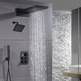 22'' Rainfall Waterfall Shower Head 4 way Thermostatic Shower System: Waterfall, Rainfall, Regular Head and Handle Wand