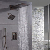 22'' Rainfall Waterfall Shower Head 4 way Thermostatic Shower System: Waterfall, Rainfall, Regular Head and Handle Wand