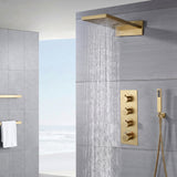 Matte black or chrome 22 inch rainfall waterfall shower head 3 way thermostatic shower system with handle sprayer