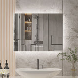 Smart Bluetooth Enabled Mirror: Featuring Temperature Display, Fog-Free Technology, LED Lighting, and Touch Sensor Makeup Functionality for an Elegant and Functional Wall Accent