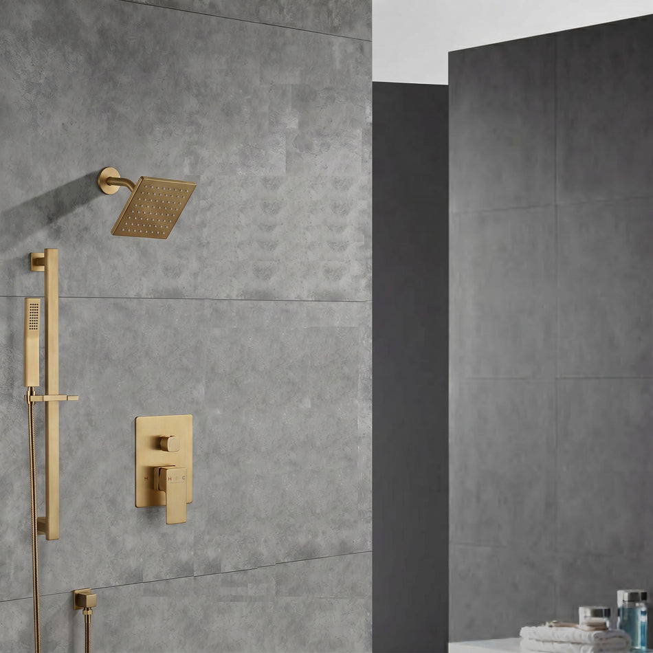 Two-Function Wall-Mounted  Shower System: Regular Shower Head with High Water Pressure