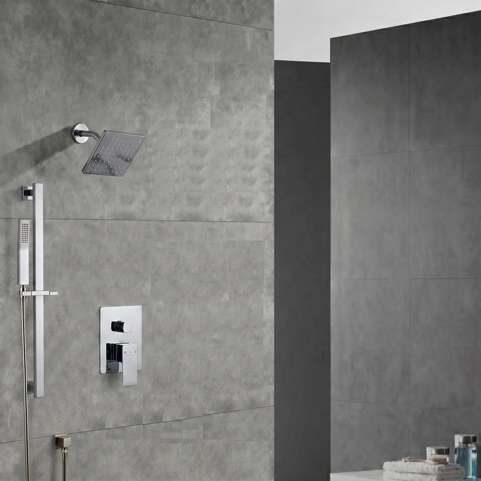 Two-Function Wall-Mounted  Shower System: Regular Shower Head with High Water Pressure