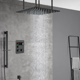 20inch matte black ceiling mount rainfall waterfall shower systems 3 way digital thermostatic valve