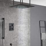 20inch matte black ceiling mount rainfall waterfall shower systems 3 way digital thermostatic valve