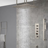 20inch matte black ceiling mount rainfall waterfall shower systems 3 way digital thermostatic valve